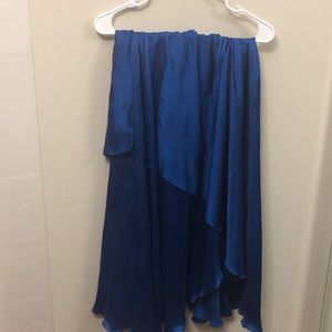 ZARA Satin Dark blue High low skirt